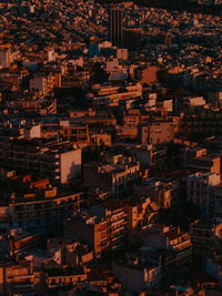 High angle view of modern buildings in city