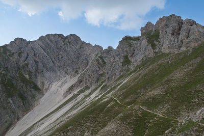 Scenic view of rocky mountains against sky