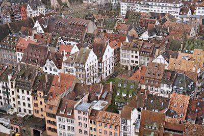 High angle view of buildings in city