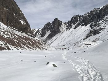 Landscape of mountain snow and valley