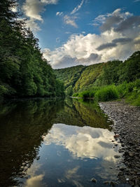 Scenic view of lake against sky