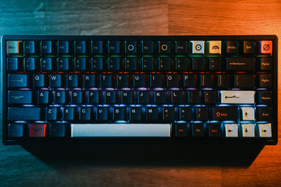 Close-up of computer keyboard on table