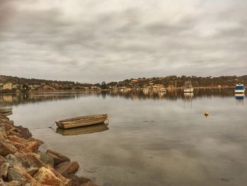 Scenic view of lake against sky