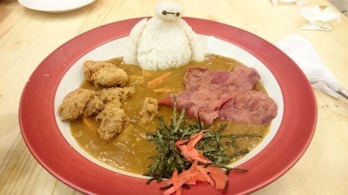 Close-up of food in plate on table