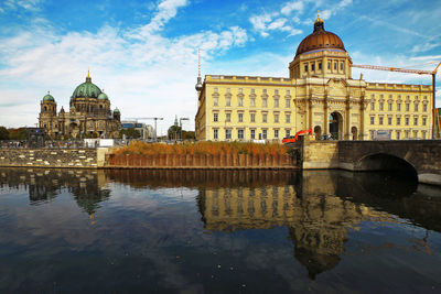 Berliner dom square view by river, berlin, germany