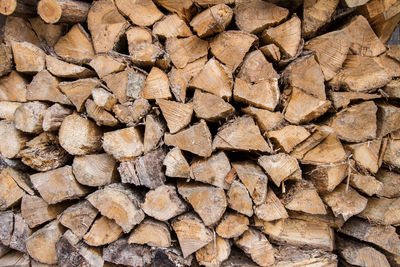 Full frame shot of logs in forest