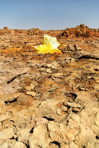 View of rock formations in desert