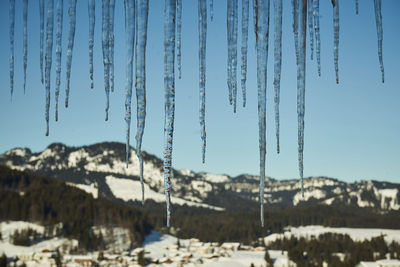 Scenic view of frozen landscape against sky