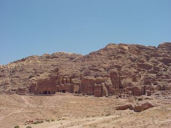 Ruins of building against blue sky