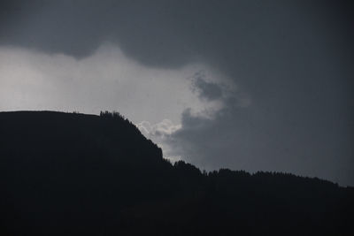 Low angle view of silhouette mountain against sky