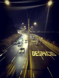 Traffic on road at night