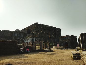 View of abandoned building against clear sky