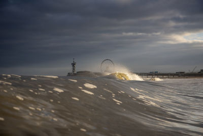 Seascape against sky at dusk