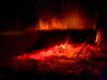 Close-up of bonfire at night