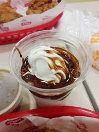 Close-up of ice cream in cup