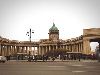 Tourists in front of historic building