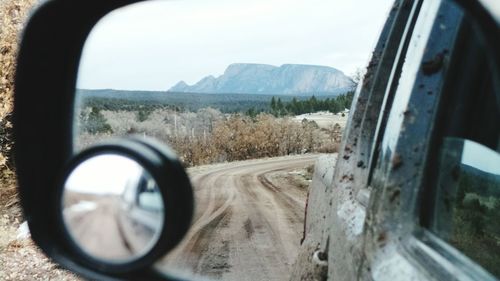 Close-up of side-view mirror