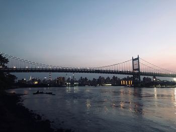 View of suspension bridge over river