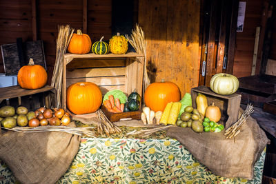 High angle view of food on table