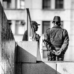 View of woman standing in city