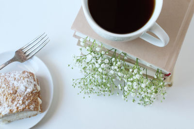 Directly above shot of breakfast served on table