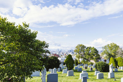 View of cemetery against sky