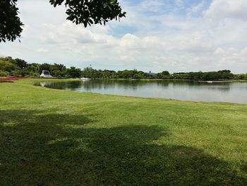 Scenic view of lake against sky