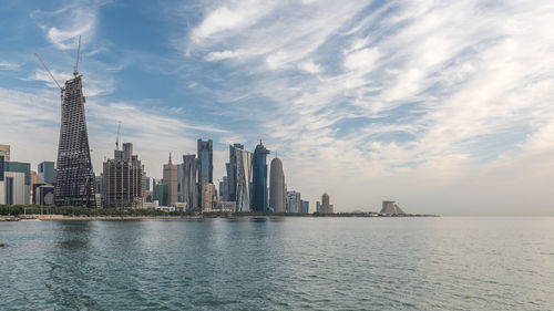 Morning view of doha city, qatar, middle east.