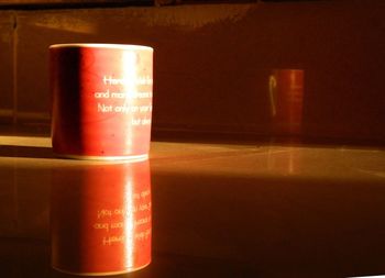 Close-up of illuminated tea light candles