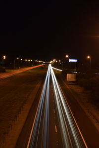 Light trails on highway at night