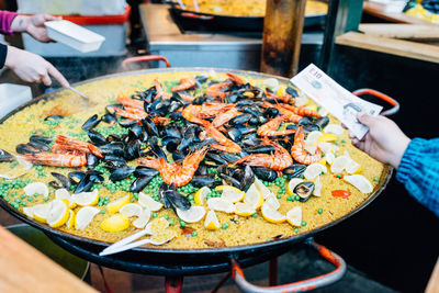 High angle view of food on table