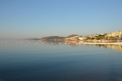 Gumbet, turkish - july 02, 2020 beach and beach panorama in the bodrum