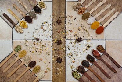 High angle view of bread on table