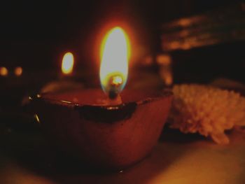 Close-up of burning candle