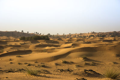 Scenic view of desert against clear sky