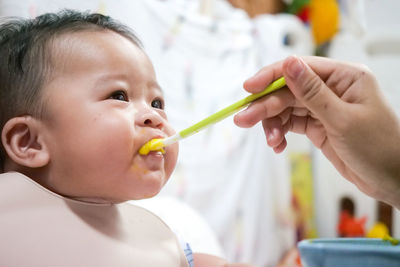 Cute boy eating food