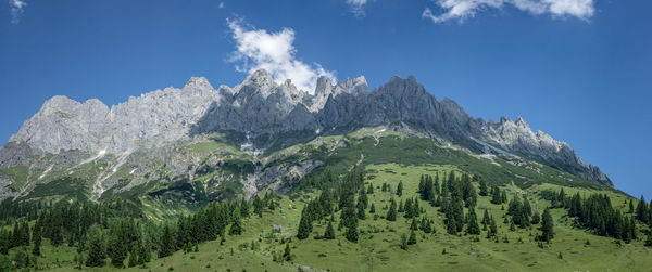 Panoramic view of mountains against sky