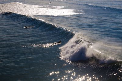 High angle view of sea waves