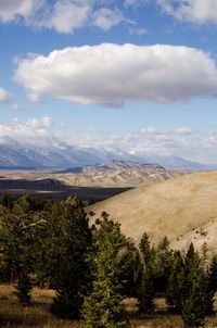 Scenic view of landscape against cloudy sky