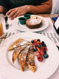 High angle view of dessert in plate on table