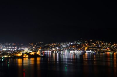 Illuminated cityscape at night