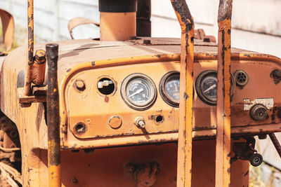 Close-up of old rusty car