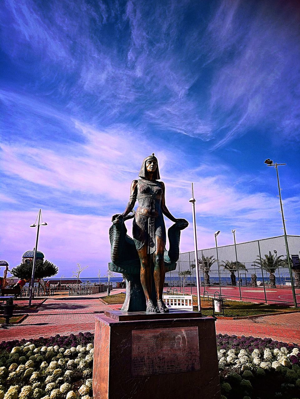 statue, sculpture, cloud - sky, sky, human representation, outdoors, no people, low angle view, built structure, architecture, day