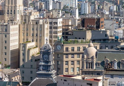 High angle view of buildings in city