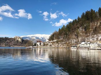 Scenic view of lake against sky