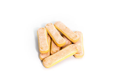 Close-up of bread against white background