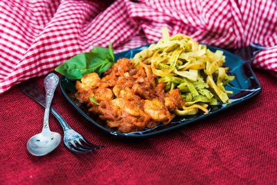 Close-up of food in plate on table