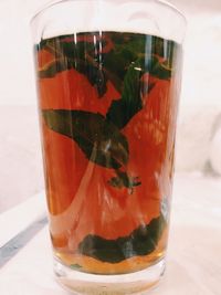 Close-up of drink on glass table