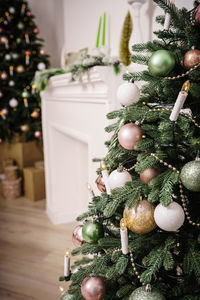 Christmas decorations on table