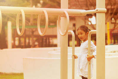 Boy playing in playground